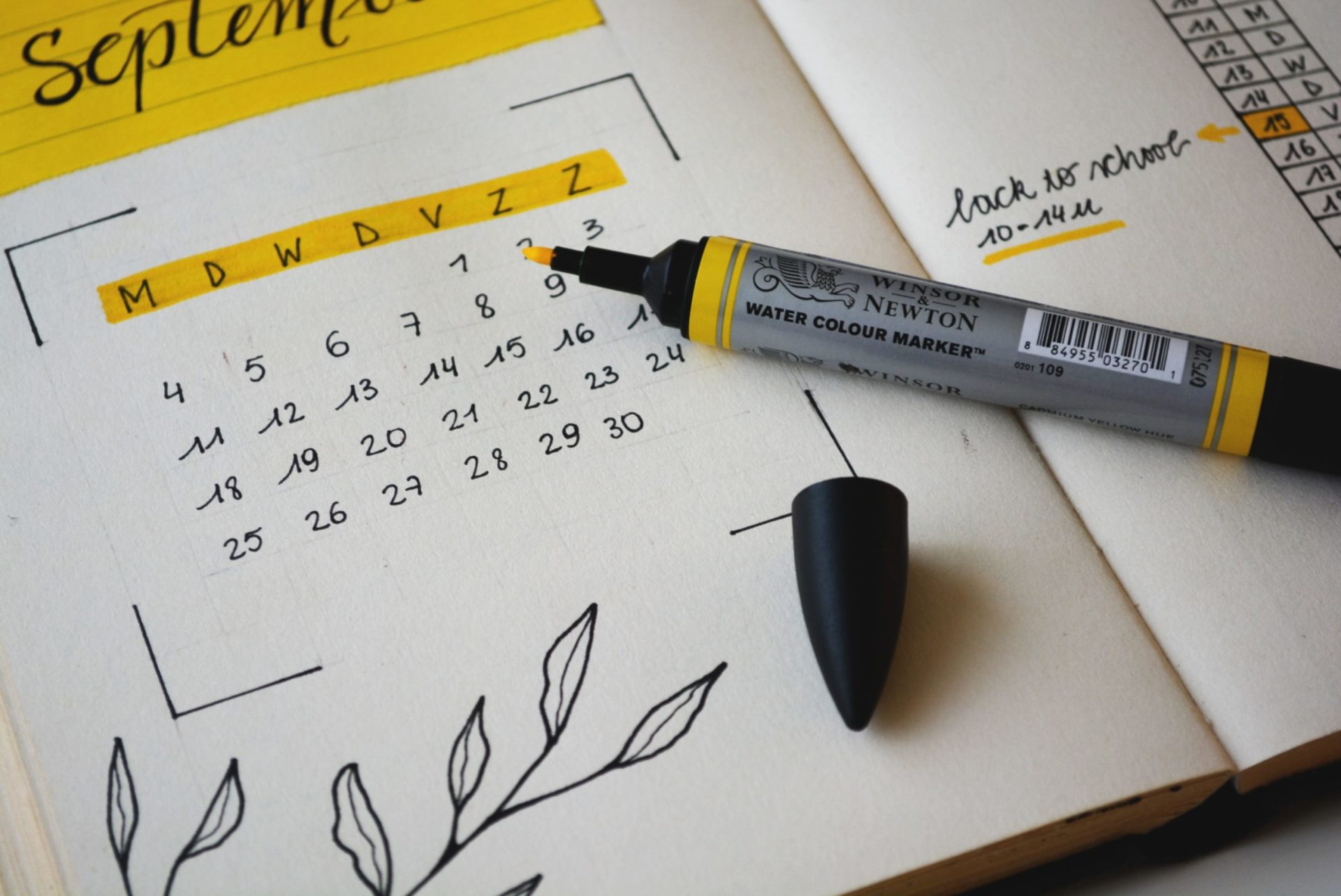 calendar with a yellow highlighter