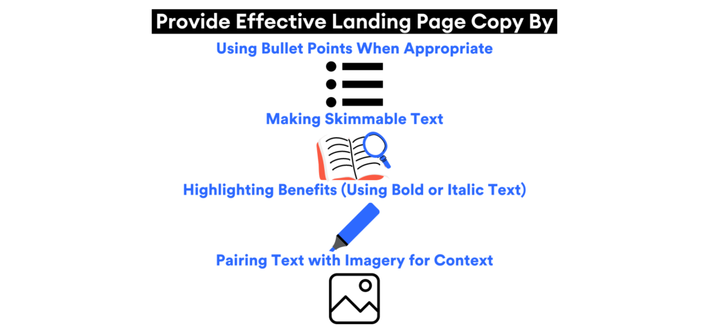 provide effective landing page copy by