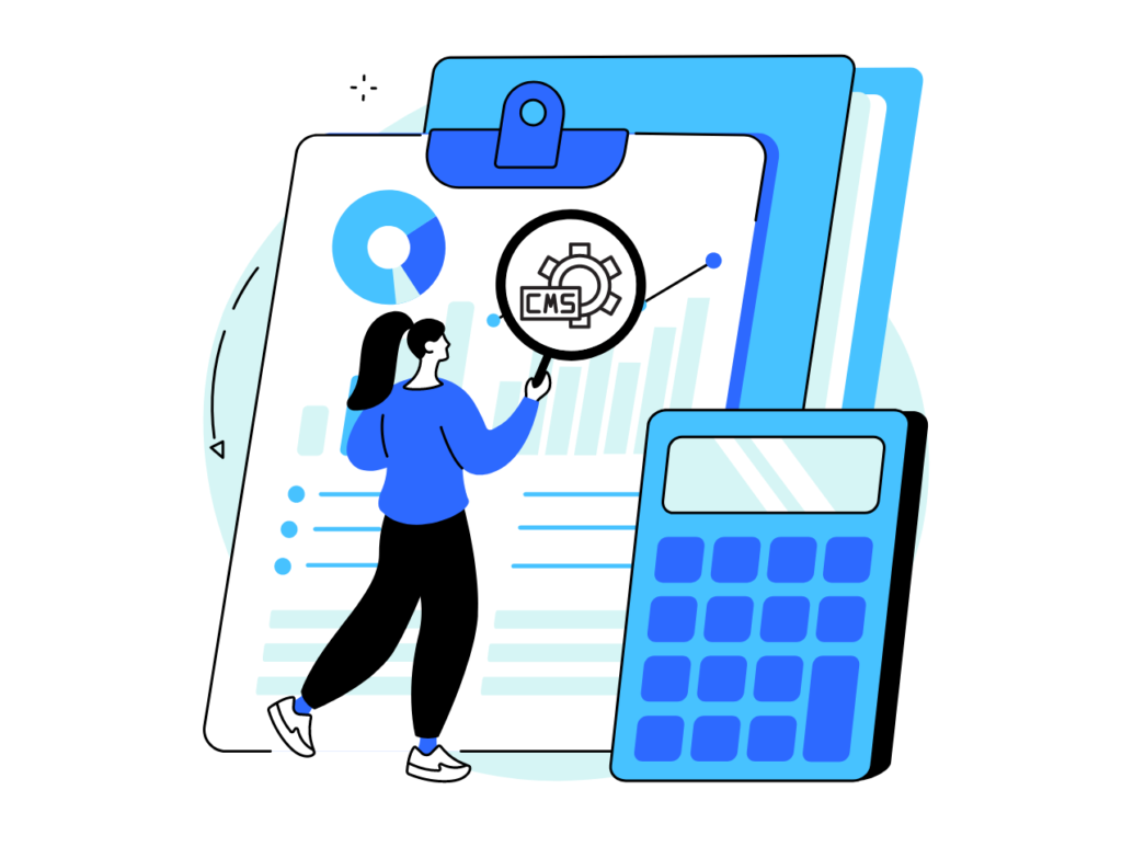 lady doing research for a cms tool