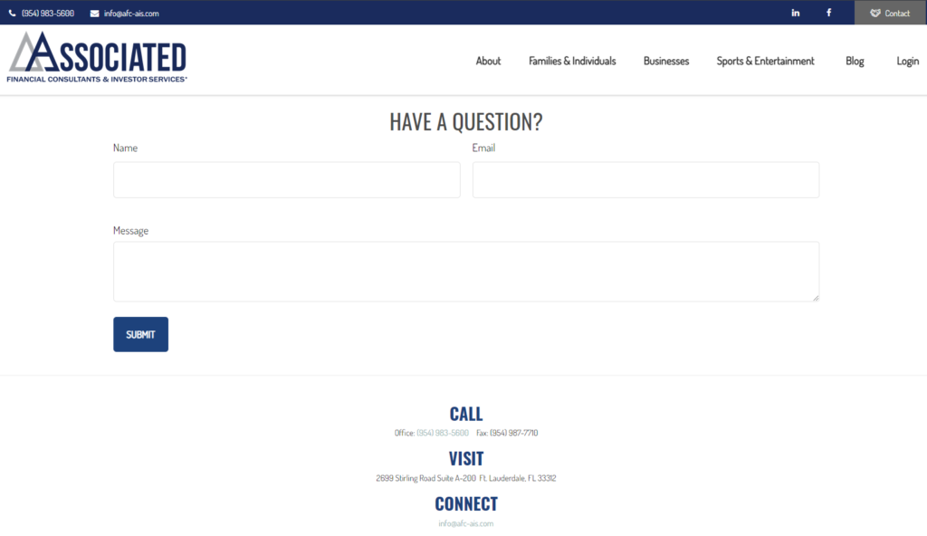 Contact Page for AFC