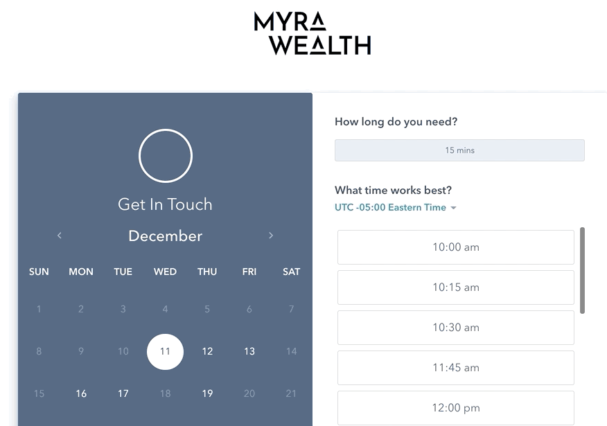 Calendar for financial advisor meeting