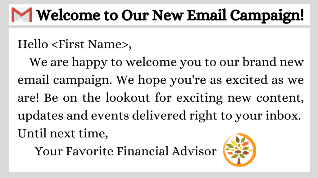 Financial Advisor email campaign example