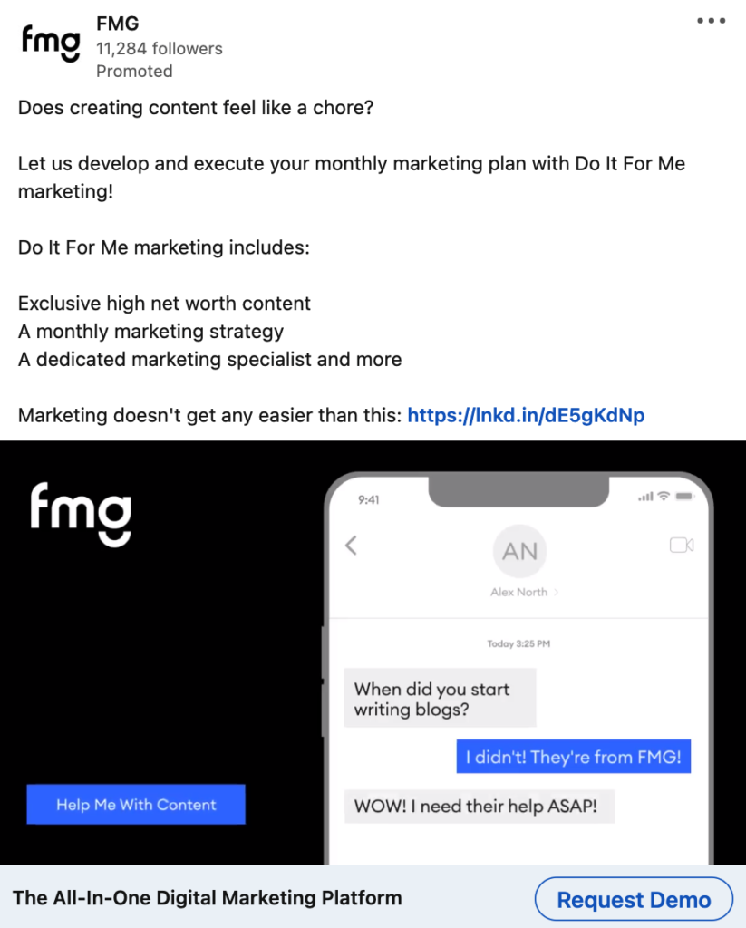 All-In-One Marketing-PPC social media example from FMG