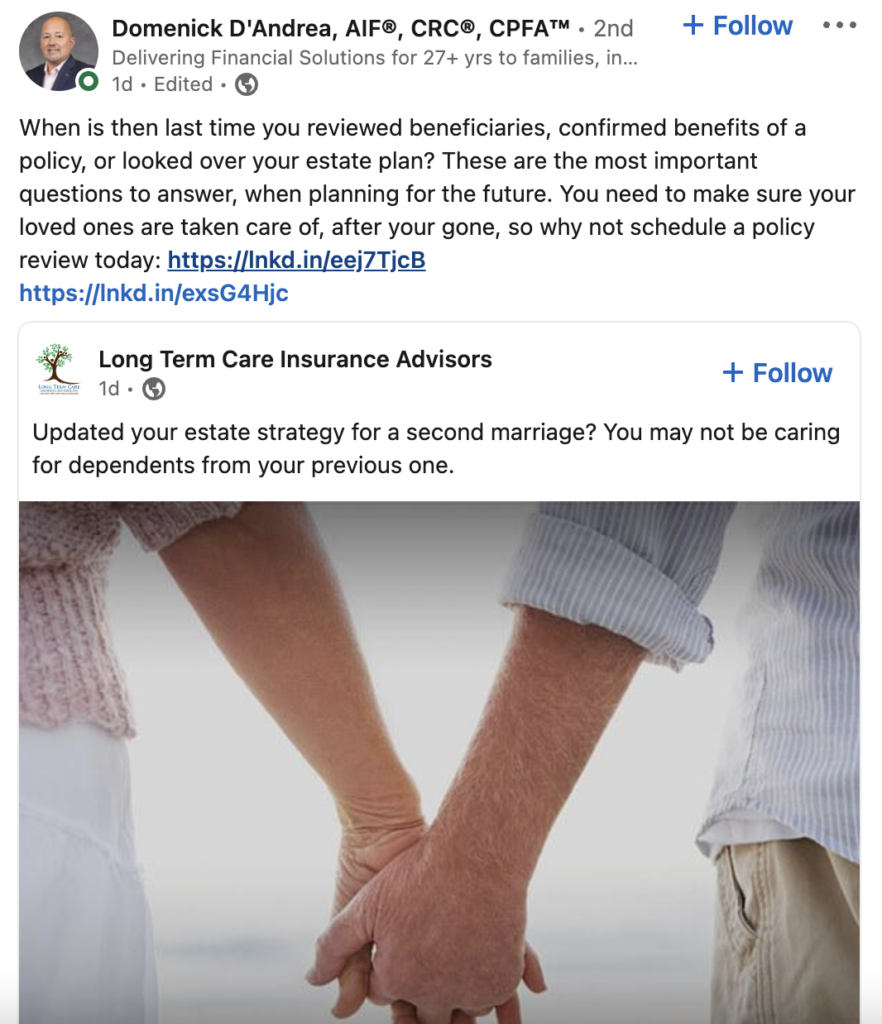 Domenick D'Andrea Social Media Example