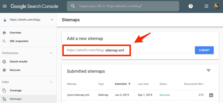 Sitemap Google submission