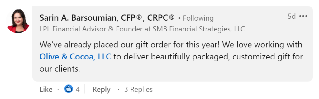 Sarin Barsoumian client gift idea Post