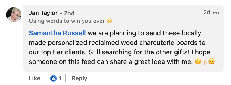 Jan Taylor client gift idea Post