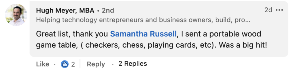 Hugh Meyer client gift idea Post