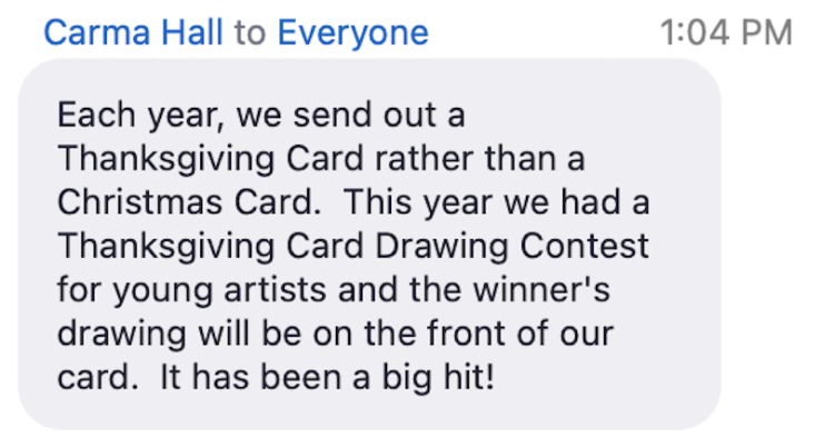 Carma Hall Gift Example