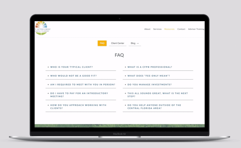 frequently asked questions page