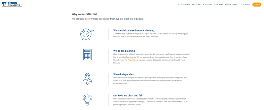 Scanable Content Tenon Wealth Website
