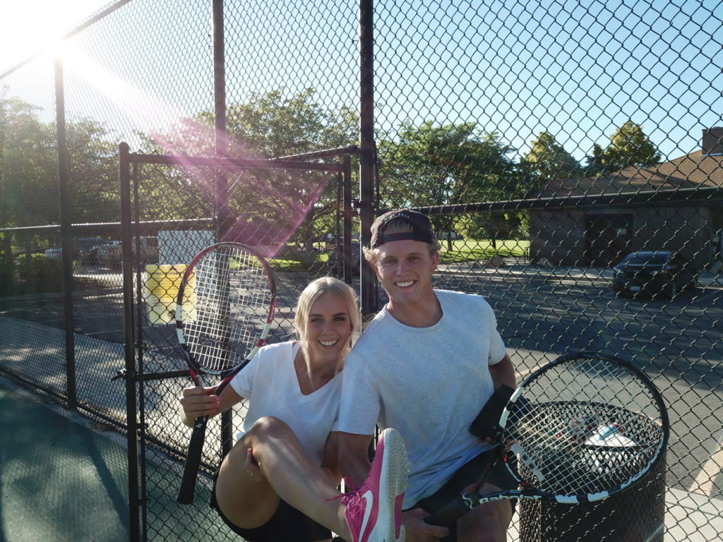 Lexie and her husband playing tennis
